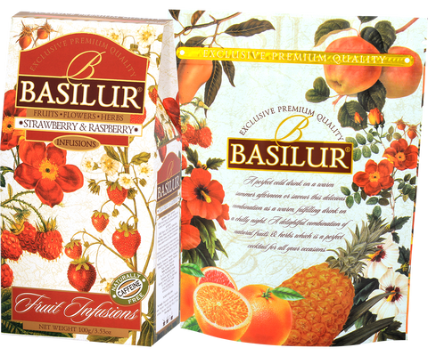 Basilur Strawberry & Raspberry Infusion - 100g Loose Leaf Fruit Tea