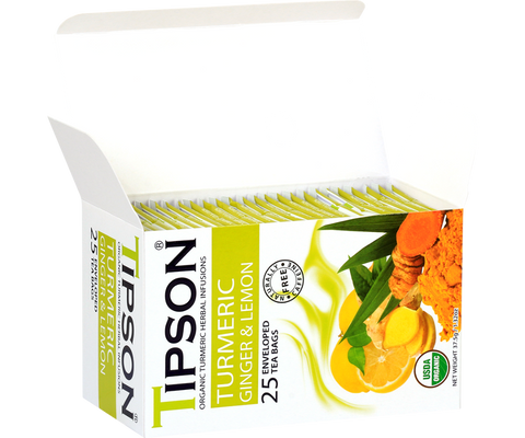 Organic Turmeric Ginger & Lemon - 25 Enveloped Tea Bags