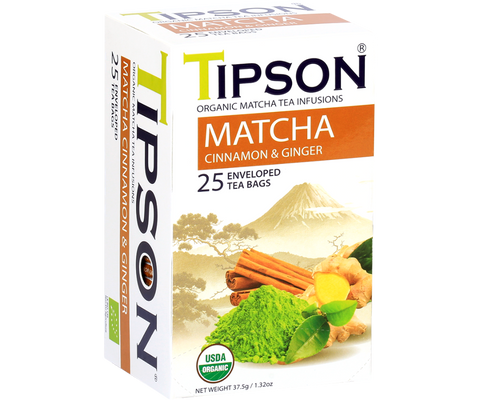 Organic Matcha Cinnamon & Ginger - 25 Enveloped Tea Bags