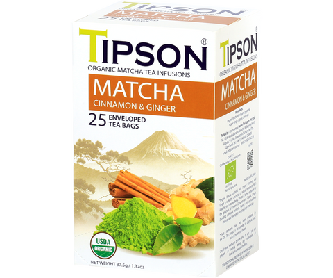 Organic Matcha Cinnamon & Ginger - 25 Enveloped Tea Bags