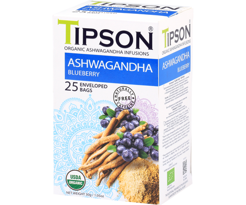 Organic Ashwagandha With Blueberry - 25 Enveloped Tea Bags